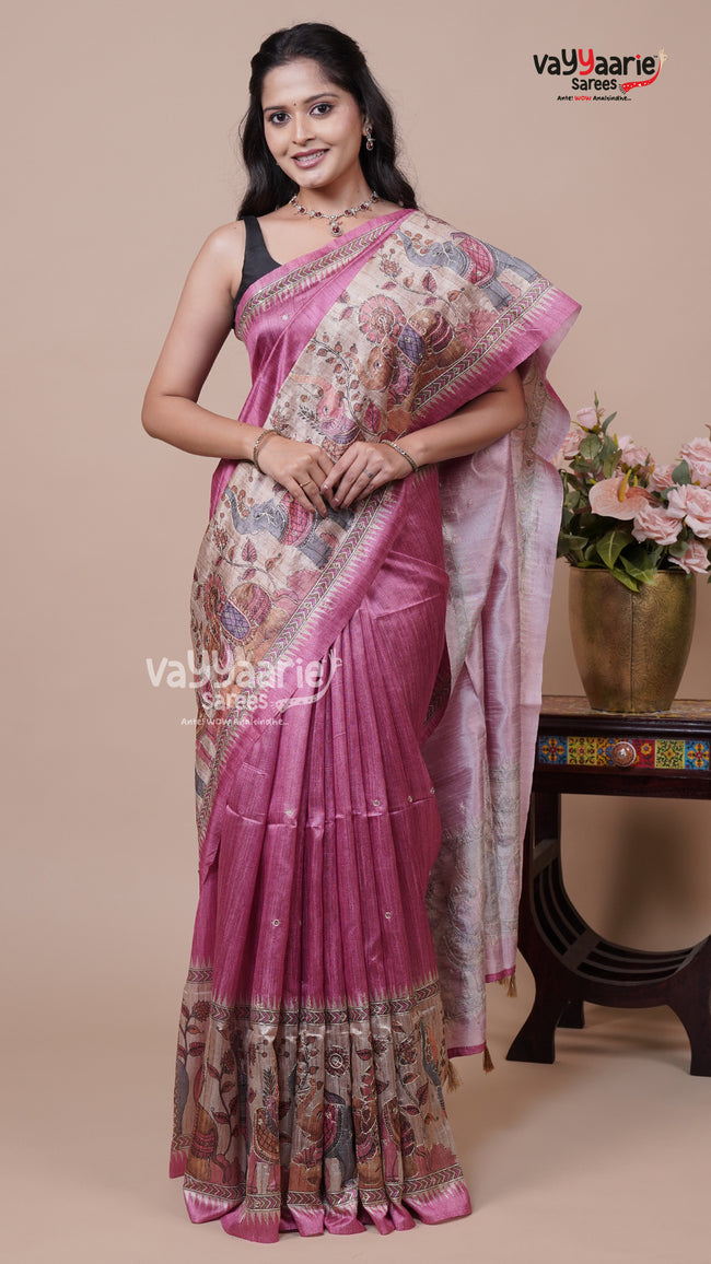 Tusser Saree in Multicolour for Gifting Hover Image