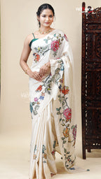 Fancy Multicolour Tusser Saree for Women