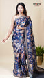 Blue Organza Fancy Saree for Festive Wear