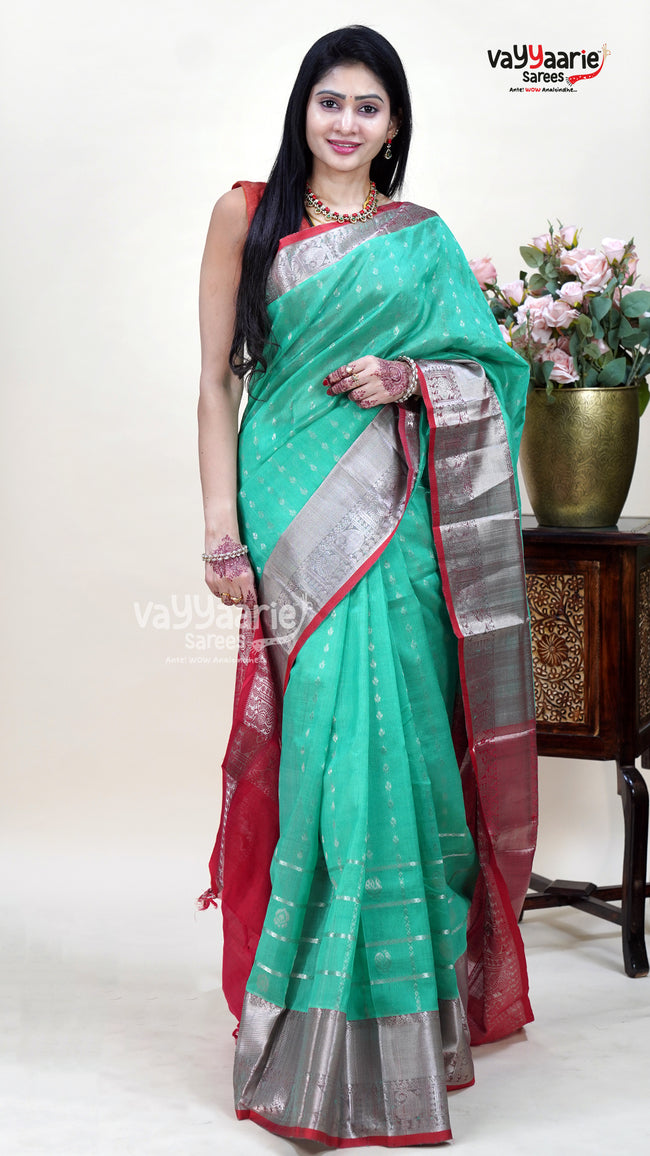 Sea Green Kuppadam Saree for Fresh Festive Looks Hover Image