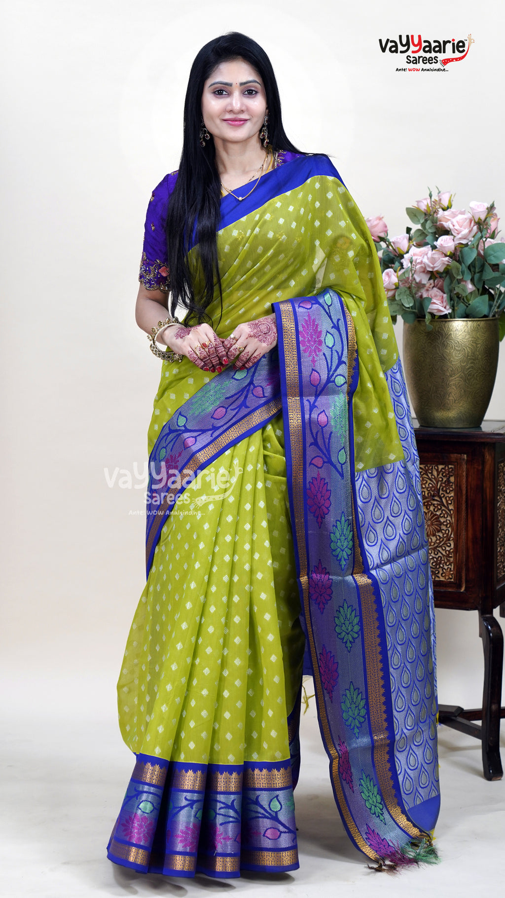 Bright Green Kuppadam Saree for Cultural Looks