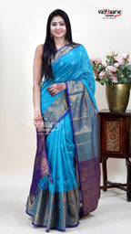 Sky Blue Kuppadam Saree for Day Functions