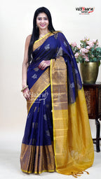 Navy Blue Kuppadam Saree for Occasion Wear