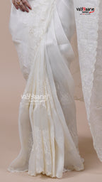 Cream Tissue Saree for Festive Wear