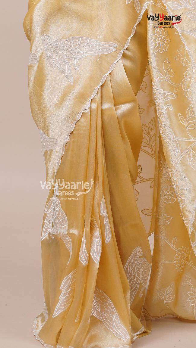 Gold Tissue Fancy Saree for Women Main Image