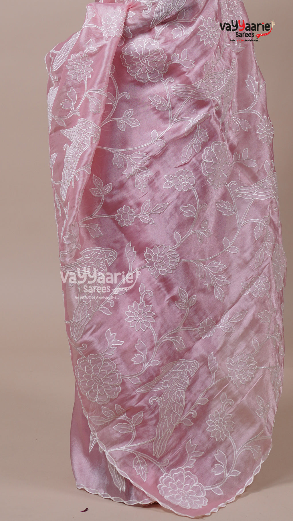 Tissue Saree in Pink for Party Wear