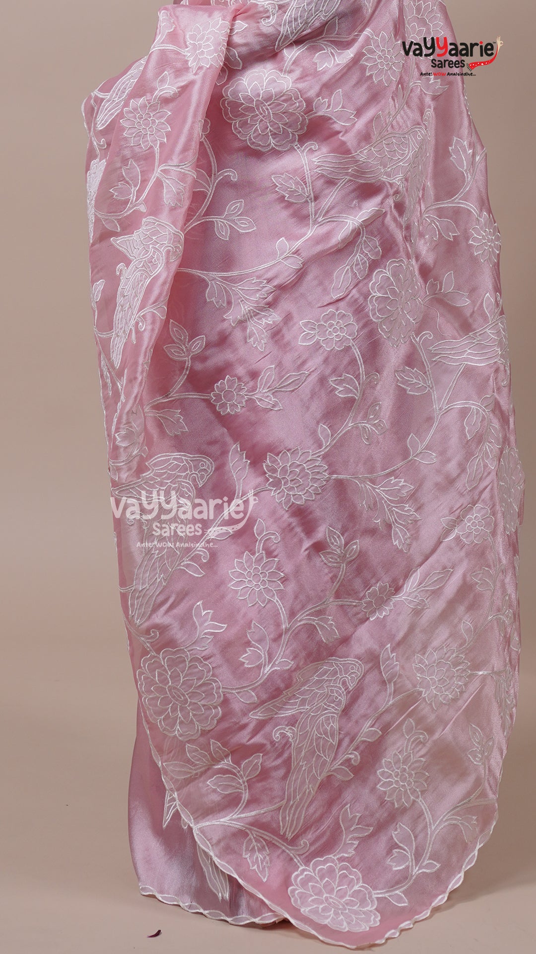 Tissue Saree in Pink for Party Wear