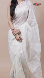 Cream Tissue Saree for Festive Wear