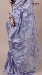 Purple Tissue Saree for Wedding Looks