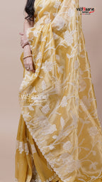 Tissue Saree in Gold for Evening Wear