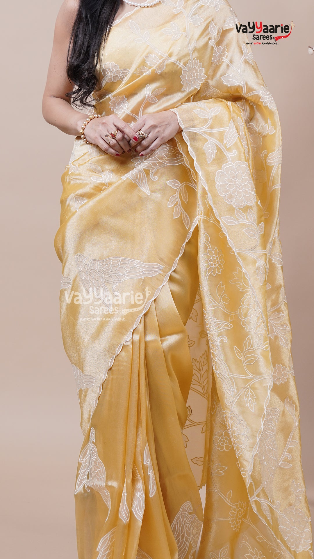 Gold Tissue Fancy Saree for Women