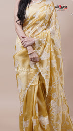 Tissue Saree in Gold for Evening Wear