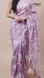 Tissue Saree in Onion Pink for Elegant Events
