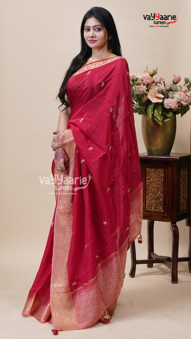 Designer Mango Silk Saree for Family Events Hover Image