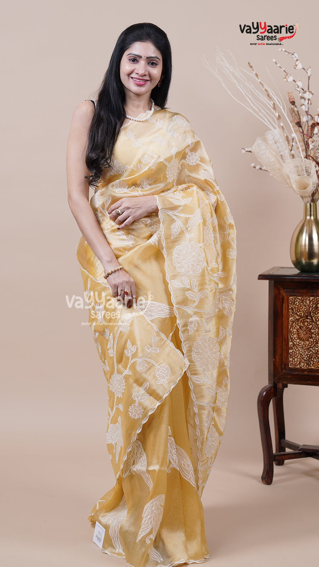 Gold Tissue Fancy Saree for Women