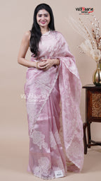 Tissue Onion Pink Saree for Day Events