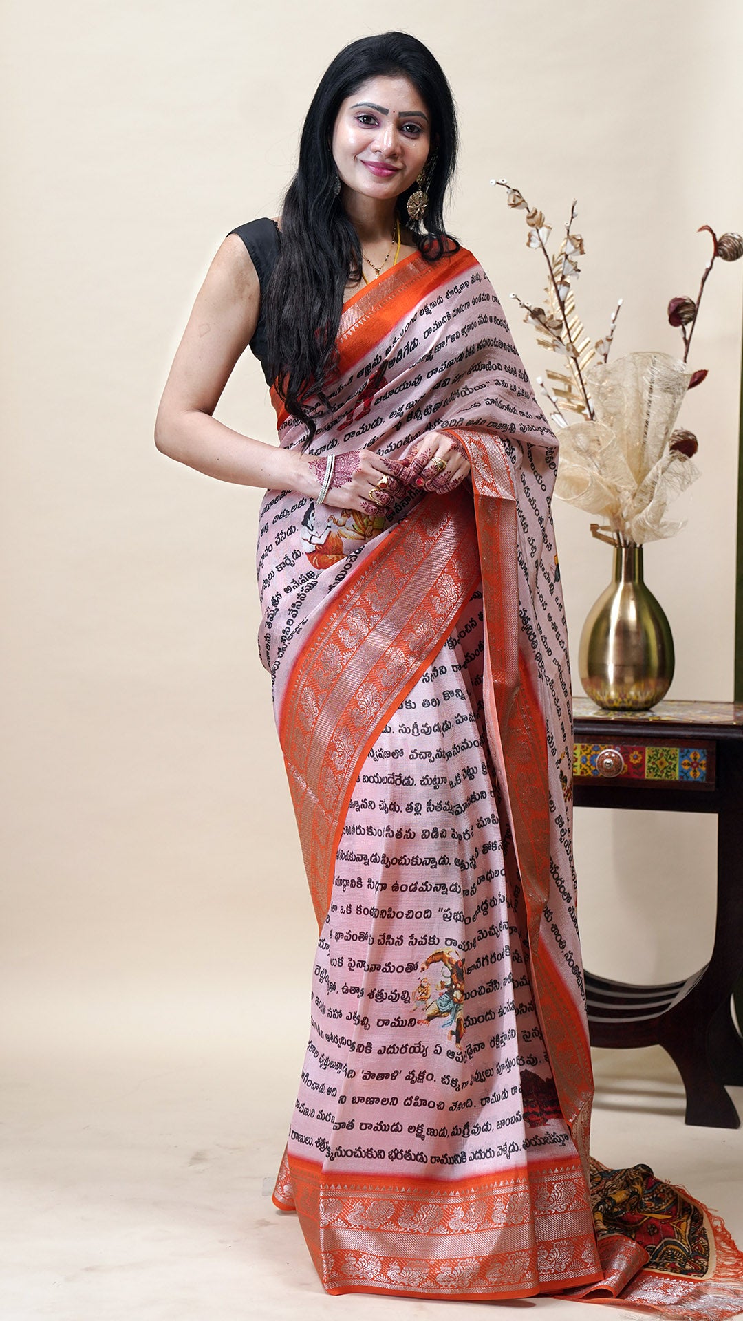 Light Pink Mangalagiri Saree for Puja Wear