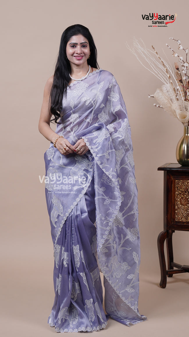 Purple Tissue Saree for Wedding Looks Hover Image