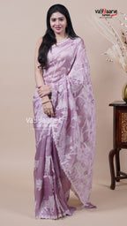 Tissue Saree in Onion Pink for Elegant Events