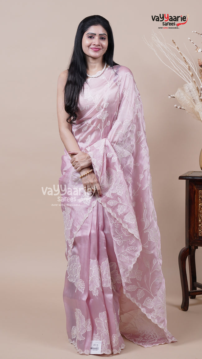 Tissue Onion Pink Saree for Day Events Hover Image
