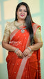 Traditional Orange Saree with Gold Zari Border